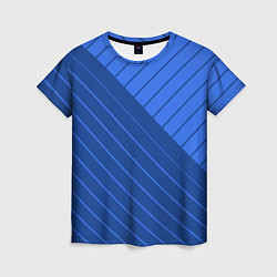 Футболка женская Сине-голубой косые полосы, цвет: 3D-принт
