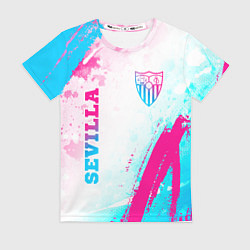 Женская футболка Sevilla neon gradient style вертикально