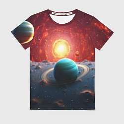 Футболка женская Космос и разные планеты, цвет: 3D-принт