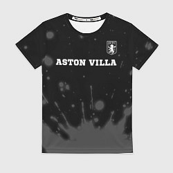 Футболка женская Aston Villa sport на темном фоне посередине, цвет: 3D-принт