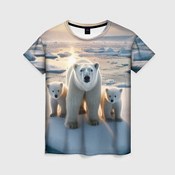 Футболка женская Polar bear with her cubs - ai art, цвет: 3D-принт