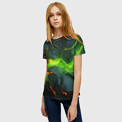 Футболка женская Неоновая яркая геометрическая абстракция со светом, цвет: 3D-принт — фото 2