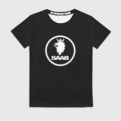 Женская футболка Saab avto logo