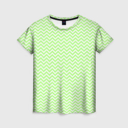 Футболка женская Светло-зелёный ломаные полосы, цвет: 3D-принт