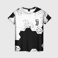 Футболка женская Juventus hexagon black sport, цвет: 3D-принт