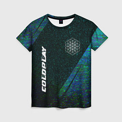 Женская футболка Coldplay glitch blue