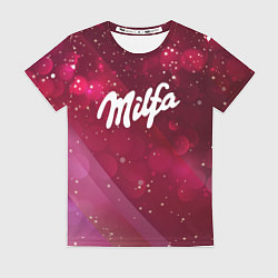 Футболка женская Milfa надпись в стиле шоколадки Milka, цвет: 3D-принт