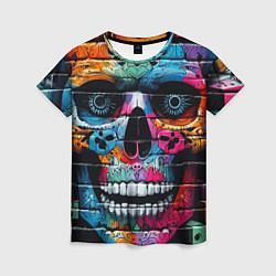 Футболка женская Crazy color skull - graffiti, цвет: 3D-принт