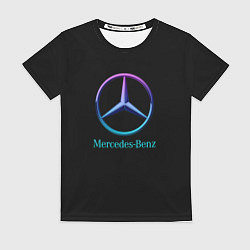 Футболка женская Mercedes neon logo, цвет: 3D-принт