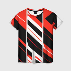 Футболка женская Black and red stripes on a white background, цвет: 3D-принт