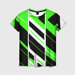 Футболка женская Black and green stripes on a white background, цвет: 3D-принт