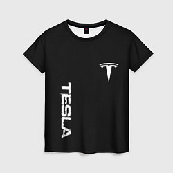 Женская футболка Tesla logo white