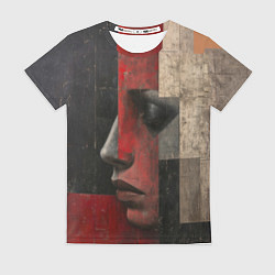 Женская футболка Женщина в прямоугольниках