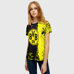 Футболка женская Borussia fc краски, цвет: 3D-принт — фото 2