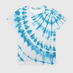 Футболка женская Тай-дай бело-синий, цвет: 3D-принт