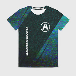 Женская футболка Aerosmith glitch blue