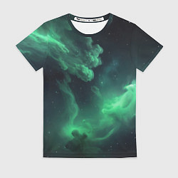Женская футболка Зелёная космическая туманность