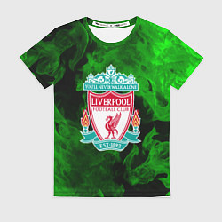 Женская футболка Liverpool green fire