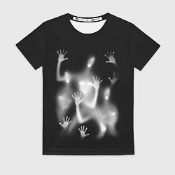 Женская футболка Белые призрачные силуэты Y2K