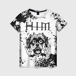 Футболка женская HIM - рок пес, цвет: 3D-принт