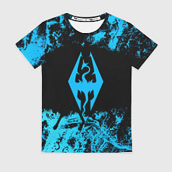 Женская футболка Skyrim краски лого