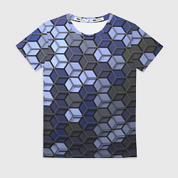 Футболка женская Серо синие соты, цвет: 3D-принт