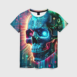 Футболка женская Cool cyber skull - neon glow, цвет: 3D-принт