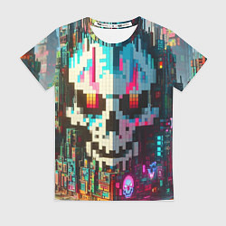 Женская футболка Череп-небоскрёб Майнкрафт