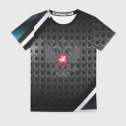 Женская футболка Россия герб карбон