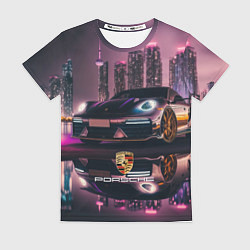 Футболка женская Porshe night city, цвет: 3D-принт