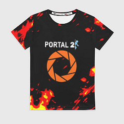 Женская футболка Portal огненная лава