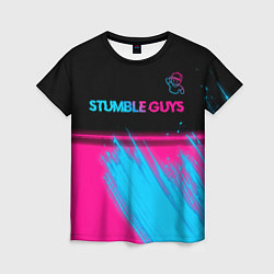 Футболка женская Stumble Guys - neon gradient посередине, цвет: 3D-принт