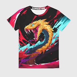 Женская футболка Злая желтая змея