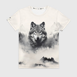 Футболка женская Голова серого волка, цвет: 3D-принт