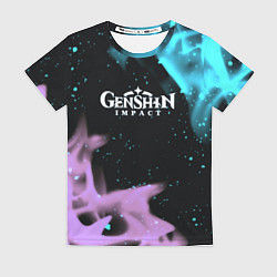 Женская футболка Genshin Impact flame neon