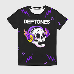 Футболка женская Deftones неоновый череп, цвет: 3D-принт
