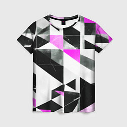 Женская футболка Black and pink abstraction on a white background