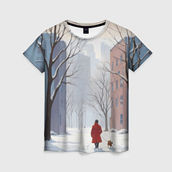 Женская футболка Прогулка зима