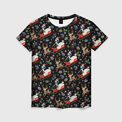 Футболка женская Рик и Морти сани с оленем - Christmas, цвет: 3D-принт