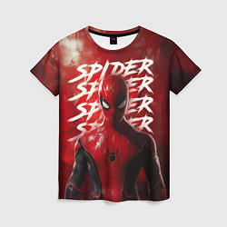 Футболка женская Spider-man red background, цвет: 3D-принт