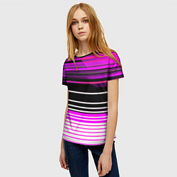 Футболка женская Разноцветные вертикальные линии, цвет: 3D-принт — фото 2