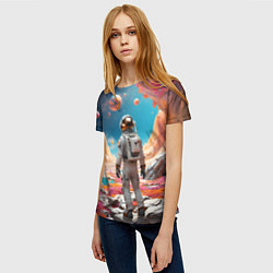 Футболка женская Космонавт на розовой планете, цвет: 3D-принт — фото 2