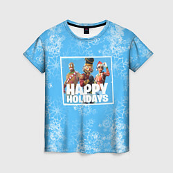 Женская футболка Happy Holidays - Fortnite Ginger Gunner и Щелкунчи