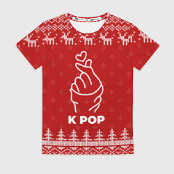 Футболка женская Новогодний K Pop с оленями, цвет: 3D-принт