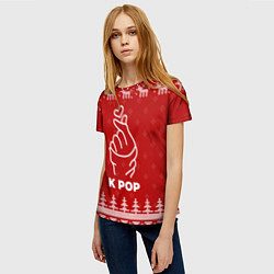 Футболка женская Новогодний K Pop с оленями, цвет: 3D-принт — фото 2