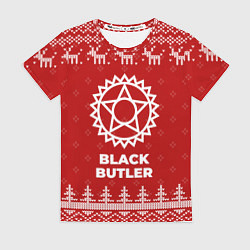 Футболка женская Новогодний Black Butler с оленями, цвет: 3D-принт
