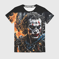 Женская футболка Джокер на фоне огня