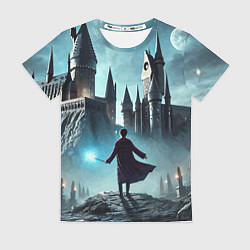 Женская футболка Гарри Поттер перед Хогвартсом - нейроарт фантазия