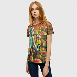 Футболка женская Рик и Морти заблудились в мухоморном поле, цвет: 3D-принт — фото 2