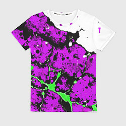 Футболка женская Зелёно-розовая абстракция на белом фоне, цвет: 3D-принт
